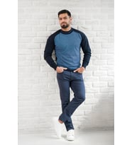 San&Fa Yarım Balıkçı Desenli Slimfit Yünlü Triko Kazak (Lacivert)