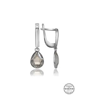 Swarovski Crystal Kadın Beyaz Düz Damla Gümüş Küpe