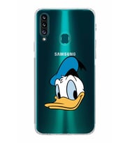 Samsung Galaxy A20s  Kamera Korumalı  Kapak Donald Duck Tasarımlı  Şeffaf Kılıf