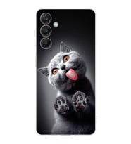PrintiFy Galaxy A26 ile Uyumlu Kedi 2 Kamera Korumalı Şeffaf Kılıf