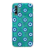 PrintiFy Xiaomi Redmi 9T ile Uyumlu Nazar Boncuğu 1 Baskılı Kamera Korumalı Şeffaf Silikon Kılıf