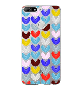 PrintiFy Huawei Y7 2018 ile Uyumlu 1mm Slim Fit Water Color 1 Baskılı Şeffaf  Kılıf