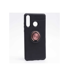 Huawei P30 Lite Uyumlu Kılıf Zore Ravel Silikon Kapak (Siyah-Rose Gold)
