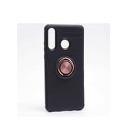 Huawei P30 Lite Uyumlu Kılıf Zore Ravel Silikon Kapak (Siyah-Rose Gold)