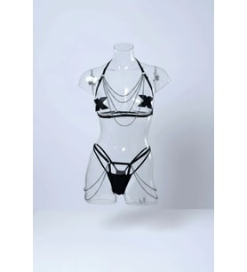 Mulvxbrf Brf02 Siyah Harness Takım Zincir Detaylı Vücut Aksesuarı - Brf1065 (Mulvix)