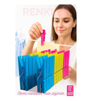 12 li Plastik Mandal Seti - Renkli, Dayanıklı, Çok Amaçlı Tutuş Ustası 722275