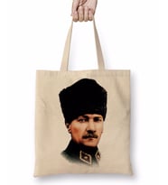 Mustafa Kemal Atatürk Bez Çanta Uzun Saplı