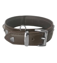 Markapet Deri Doğal Taşlı Köpek Boyun Tasması 49-55 cm Large Kahverengi