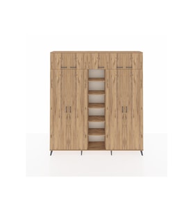 Arges Gardrop 12 Raflı 9 Kapaklı 2 Askılı 220x30x243 Çam-Çam