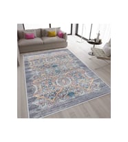 Rovigo Home Dijital Baskı Yıkanabilir Kaymaz Taban Salon Halısı RVG1578-HT754 80x150 cm (Gri)