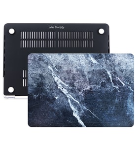 MacBook Pro Kılıf HardCase TouchBar A1707 A1990 Uyumlu Koruyucu Kılıf Mermer09NL (Saks-Siyah)