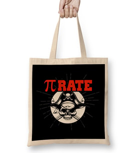 Funny Pi Pie Pirate Pierate Pi-Rate Math Joke Pun Bez Çanta Uzun Saplı