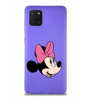 Samsung Galaxy Note 10 Lite Soft Premier Kapak Minnie Mouse-A Tasarımlı Silikon Kılıf - Mor (Şeffaf)