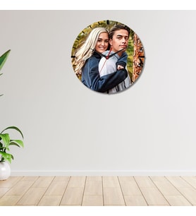 Kişiye Özel Fotoğraflı Cam Duvar Saati – Sevgililere Özel Hediye