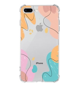 Apple iPhone 8 Plus Uyumlu Köşe Korumalı Antişok  Kapak Karışık Renkler Tasarımlı Şeffaf  Kılıf