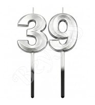39 Rakam Mum Gümüş