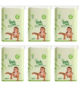 Organik Bebek Temizleme Pamuğu Büyük Boy 60'lı 6 Paket, 360 Adet