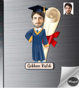 Kişiye Özel Mezuniyet Erkek Ahşap Magnet -1