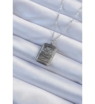 316L Çelik Zincir Eskitme Gümüş Renk Ay Figürlü Tarot Kolye 5886 - SSSSSS7742-8386