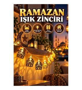 Cami Figürlü Pilli LED Işık Zinciri – Ramazan ve Bayram Dekorasyonu
