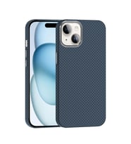 Apple iPhone 14 Uyumlu Kılıf M-safe Şarj Özellikli Karbon Fiber Görünümlü Zore Gros Kapak (Lacivert)