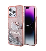 Apple iPhone 15 Pro Max Uyumlu Kılıf Hello Kitty Orjinal Lisanslı İkonik Sıvılı Glitter Kapak (Pembe)