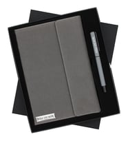 Kişiye Özel Kutulu Premium Defter ve Roller Kalem Seti (Gri)