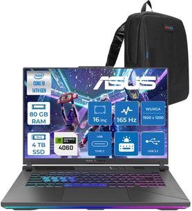 Asus Rog Strix G16 G614JVR 14. Nesil Intel I9-14900HX 80GB Ddr5 4tb SSD RTX4060/8GB 140W 16 Inç (1920 x 1200, Wuxga) 165Hz IPS Freedos Gaming Bilgisayar WN3095F30+ZETTAÇANTA