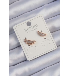 Xuping Rose Renk Zirkon Taşlı Ay ve Güneş Tasarımlı Küpe (Karışık)