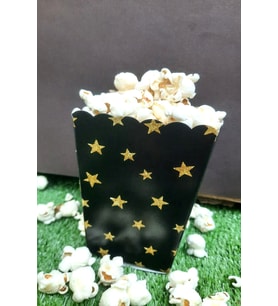 8'li Siyah Gold Yaldızlı Mısır Kutusu - PopCorn Kutusu - Doğum Günü İkram