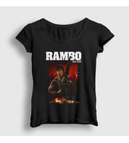 Presmono Kadın Siyah First Blood Film Rambo T-Shirt 249168tt