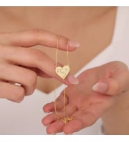 925 Ayar Gümüş Kalp Formunda Puzzle Kolye (Gold)