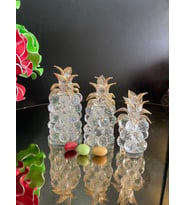 Dekoratif Kristal Orta Boy 3'lü Set Ananas Modeli