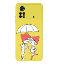 Xiaomi Poco X4 Pro Uyumlu Lansman Kılıf Aşk Tasarımlı İçi Kadife Kapak-Sarı (Şeffaf)