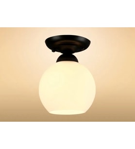 RİOLIGHT RUSTİK1,VİNTAGE HOL,ODA,KOLİDOR İÇİN OPAL CAMLI SİYAH METAL GÖVDE PLOFONYER AVİZE ÇAP:15CM