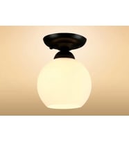 RİOLIGHT RUSTİK1,VİNTAGE HOL,ODA,KOLİDOR İÇİN OPAL CAMLI SİYAH METAL GÖVDE PLOFONYER AVİZE ÇAP:15CM