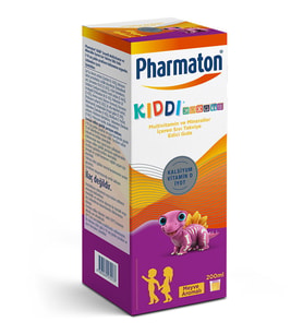 Pharmaton Kiddi Growth Kalsiyum Vitamin D İyot İçeren Takviye Edici Gıda Meyve Aromalı Şurup 200 ml