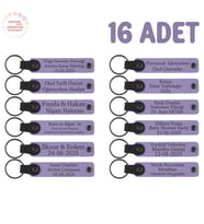 Öğretmeninden Öğrencilerine Mesajlı Karne Anı Anahtarlık 16’lı Set, Tüm Sınıfa Hediye, Mor Menekşe (Lila - Mor)