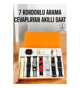 Mey İthalat® Akıllı Saat 7 Kordonlu Bildirim Görebilen Metal Kordon GPS Özelliği