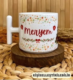 Kişiye Özel İsme Özel Yılbaşı Temalı Happy New Year Design Porselen T Kupa
