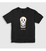Presmono Unisex Çocuk Siyah Face Papyrus Undertale T-Shirt 31967tt