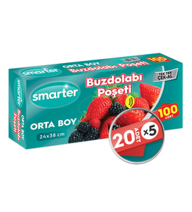 SMARTER 100 ADET BUZDOLABI POŞETİ ORTA BOY ( 20 ADET x 5 )