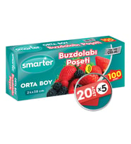 SMARTER 100 ADET BUZDOLABI POŞETİ ORTA BOY ( 20 ADET x 5 )