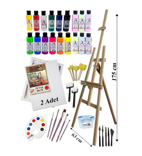 Akrilik Boya Resim Seti Südor Monalisa 18 Renk 70 ml Akrilik Boya 2 Tuval 50x70 Fırça Spatula Şövale 