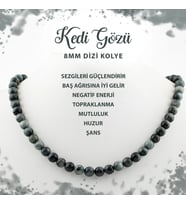 Kedi Gözü 8 mm Dizi Doğal Taş Kolye