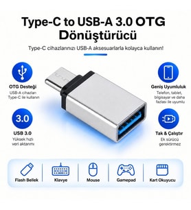 ScHitec Type-C to UsbA 3.0 OTG Dönüştürücü