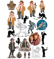 Dedektif Sticker Set 3 15 Parça Telefon, Tablet, Defter, Laptop Sticker