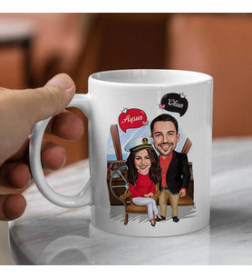Kişiye Özel Gemici Sevgililer Karikatürlü Kapa Bardak