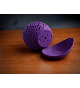 3D Baskı Küre Saksı - Kafes Dokulu İki Parçalı Dekoratif Saksı - Mor-Mor