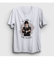 Presmono Unisex Beyaz Power Wednesday Addams Family Addams Ailesi T-Shirt 365990tt